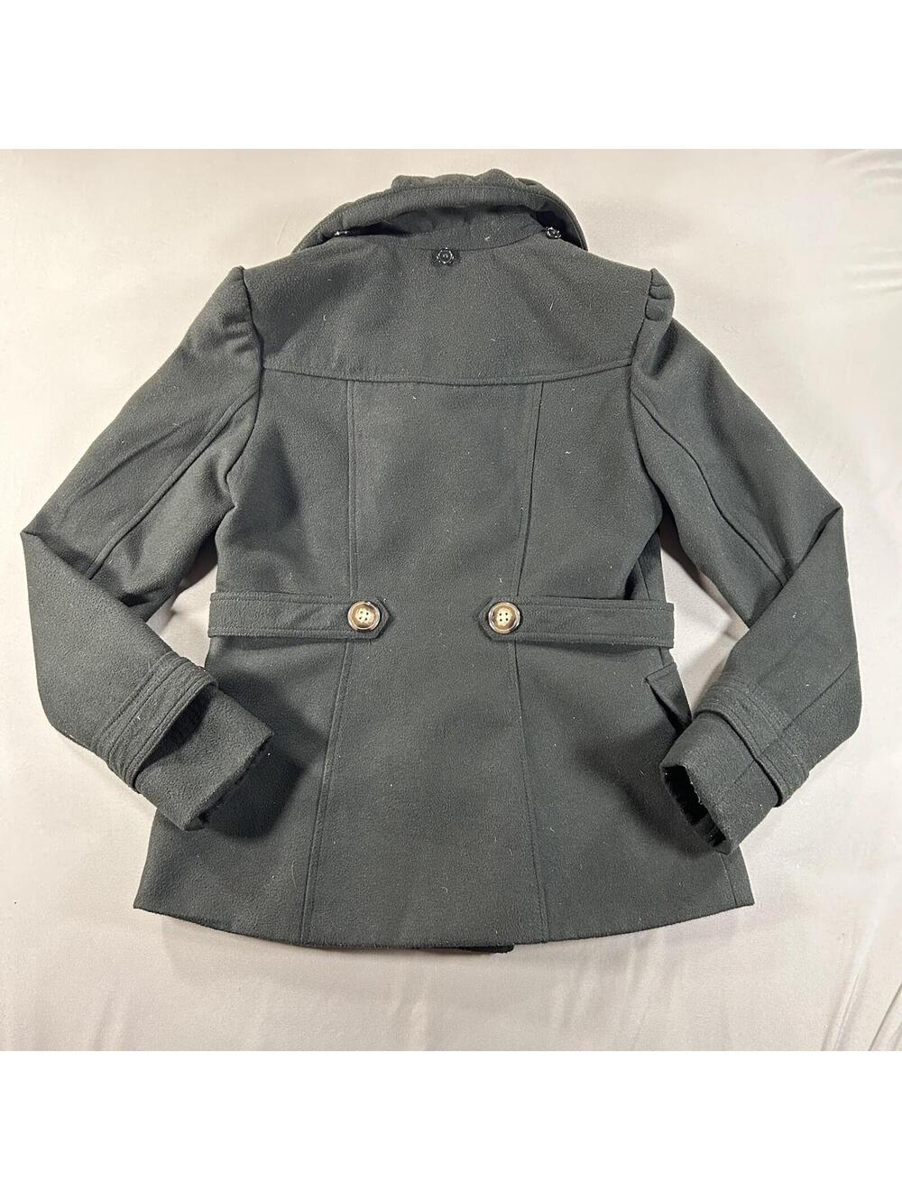 PINK ENVELOPE Macys Womens Double Breast Peacoat Jacket Medium Black - Picture 2 of 6